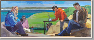 AT THE SUMMIT   2009-10  oil/board  22"x53½"